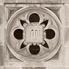 an photo of the university seal in stone on a building