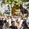 Students gathered on Main Campus on the first day of class